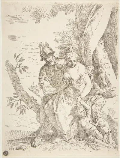 Mars, Venus and Cupid av Simone Cantarini