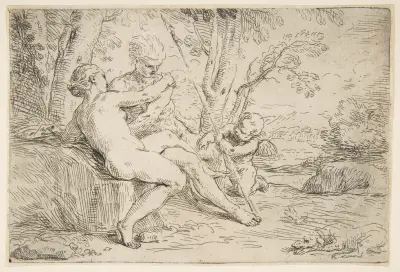 Venus and Adonis av Simone Cantarini