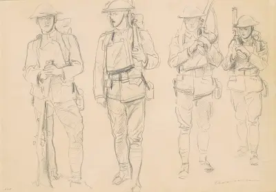 Studies for ‘Entering the War’ (recto), 1918 av John Singer Sargent