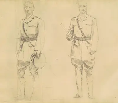 Studies of Generals Plumer and Haig for ‘General Officers of World War I’ (recto) av John Singer Sargent