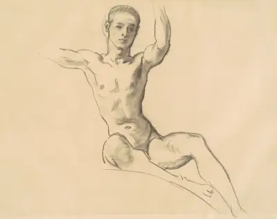 Study for Figure above ‘Music’ II av John Singer Sargent