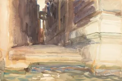 The Calle della Rosa with the Monte di Pietà,Venice av John Singer Sargent