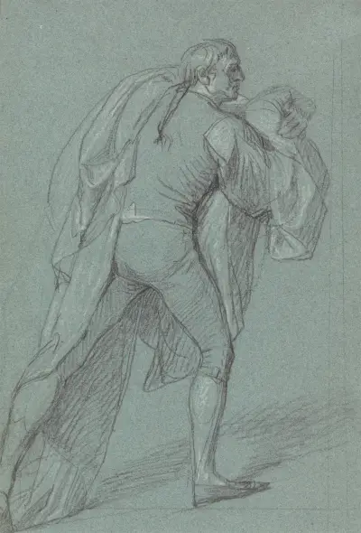 Figurstudie till målningen av Lord Duncans seger: Studie för sjöman som bär den holländska flaggan av John Singleton Copley