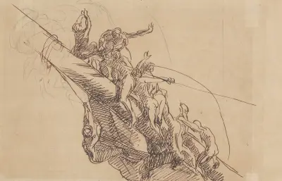 Studie till 'The Defeat of the Floating Batteries at Gibraltar' av John Singleton Copley