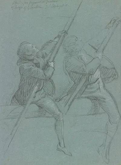 Two Studies of a Man Astride a Cannon av John Singleton Copley