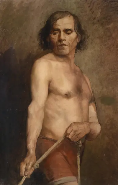 A Male Nude Standing av Anna Bilińska-Bohdanowicz