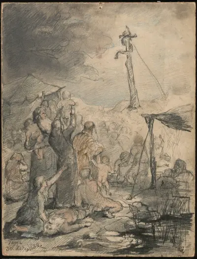 Copper Serpent Built in the Wilderness by Moses av Anna Bilińska-Bohdanowicz