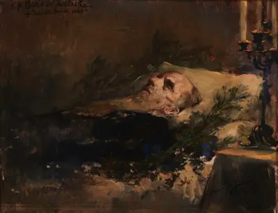 Portrait of Bohdan Zaleski on His Deathbed av Anna Bilińska-Bohdanowicz