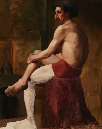 Study of a seated man av Anna Bilińska-Bohdanowicz