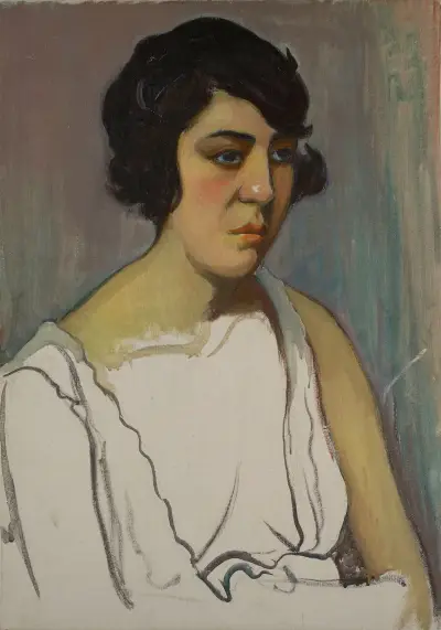 Head of a brunette av Władysław Ślewiński