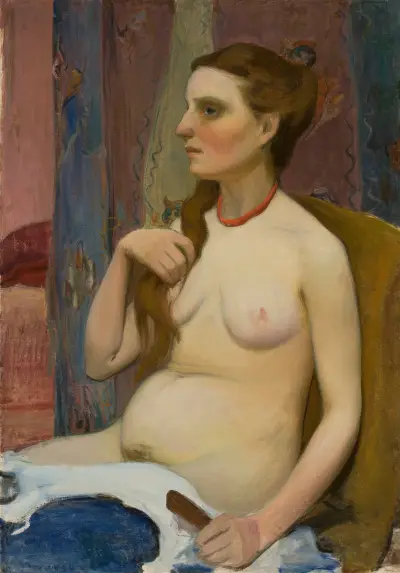 Nude of a woman combing her hair av Władysław Ślewiński