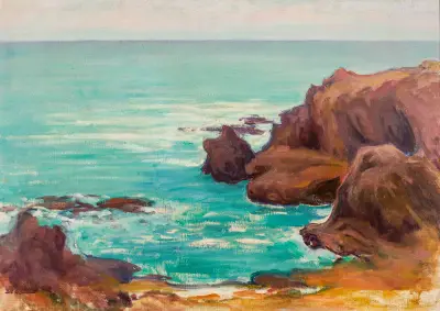 Sea with white waves av Władysław Ślewiński