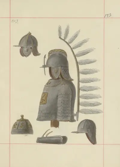Angriffs- und Verteidigungswaffen in Polen. Bd. 1, Rüstungen und Rüstungsteile Taf. 093 von Boleslaw Starzyński