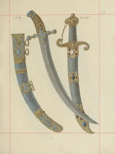 Offensiva och defensiva vapen i Polen. Vol. 2, Rustningar och vapendelar, pl. 097 av Boleslaw Starzyński