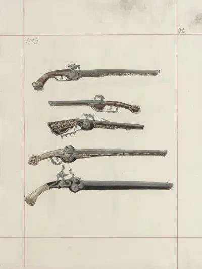 Offensiva och defensiva vapen i Polen. Vol. 3, Rustningar, skjutvapen, munderingar Pl.025 av Boleslaw Starzyński