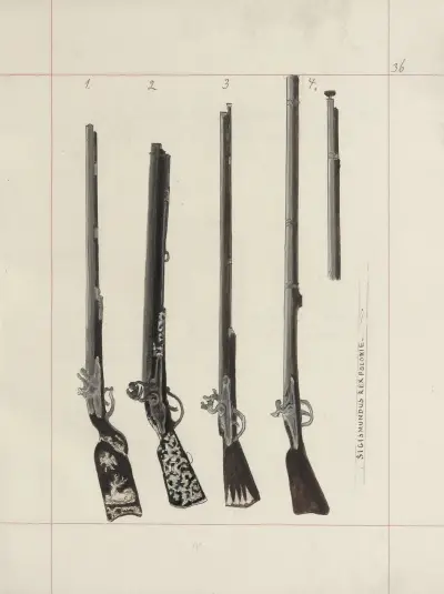 Angriffs- und Verteidigungswaffen in Polen. Bd. 3, Rüstungen, Schusswaffen, Sattelzeug Pl.028 von Boleslaw Starzyński