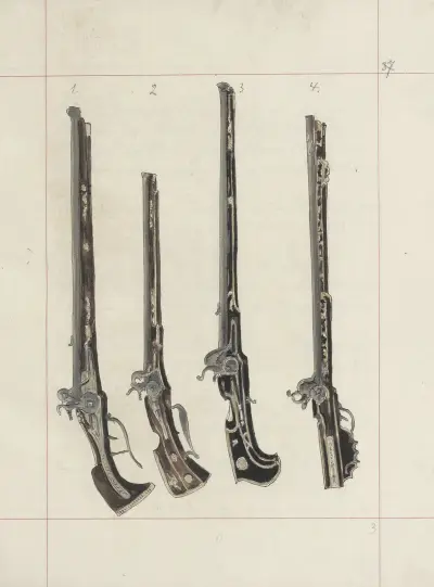Angriffs- und Verteidigungswaffen in Polen. Bd. 3, Rüstungen, Schusswaffen, Pferdegeschirre Taf. 029 von Boleslaw Starzyński