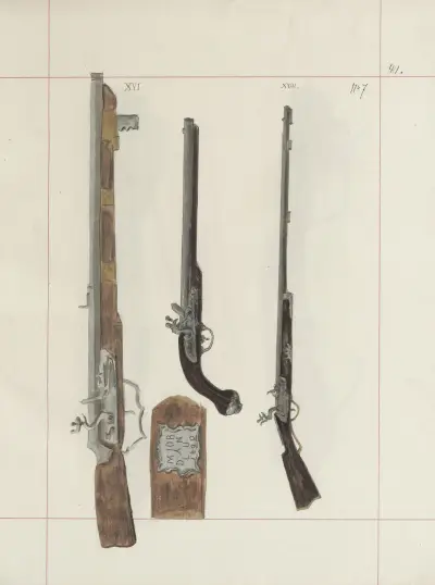 Angriffs- und Verteidigungswaffen in Polen. Bd. 3, Rüstungen, Schusswaffen, Pferdegeschirre Taf. 033 von Boleslaw Starzyński