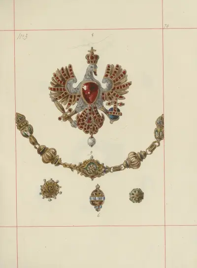 Angriffs- und Verteidigungswaffen in Polen. Bd. 4, Einfache Gürtel, Zierden, Fahnen und Standarten Pl.057 von Boleslaw Starzyński