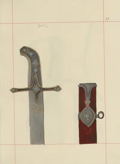Angriffs- und Verteidigungswaffen in Polen. Bd. 4, Einfache Gürtel, Verzierungen, Fahnen und Standarten, Blatt 024 von Boleslaw Starzyński