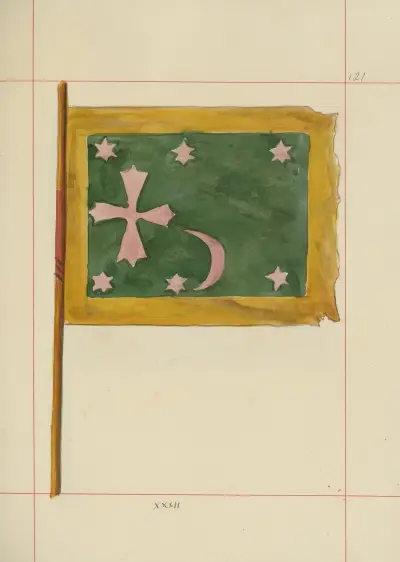 Angriffswaffen und Wehr in Polen. Bd. 4, Gürtel, Zierden, Fahnen und Standarten, Taf. 104 von Boleslaw Starzyński