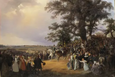 Review in Ladugårdsgärde Fields during Czar Nicolaus’ Visit in 1838 av Carl Stefan Bennet