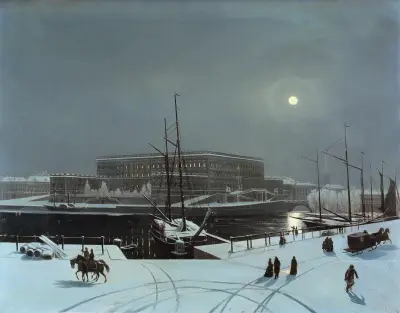 View of the Royal Palace of Stockholm. Winter av Carl Stefan Bennet