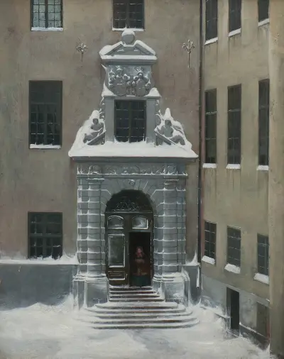 Winter Scene from the Present Foreign Office, Stockholm (Unknown date) av Carl Stefan Bennet