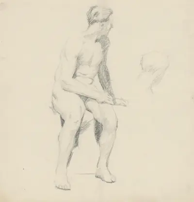 Study of Seated Male Nude av Štefan Polkoráb
