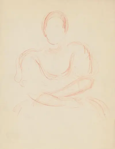 Study of Seated Woman in a Blouse with Large Sleeves av Štefan Polkoráb