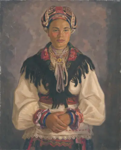 Woman from Pohronie in Mourning av Štefan Polkoráb