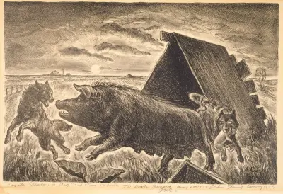 Coyotes Stealing a Pig av John Steuart Curry