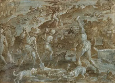 En grävlingsjakt av Jan van der Straet (Stradanus)