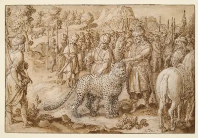 King Arsaces Dedicating a Panther to Dionysus av Jan van der Straet (Stradanus)
