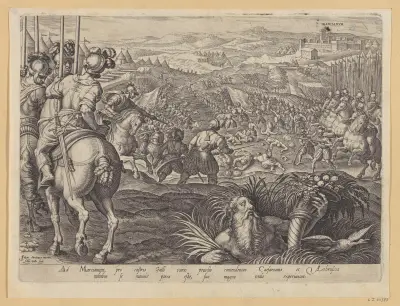 The Battle of Marciano av Jan van der Straet (Stradanus)