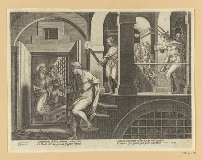 The Conversion of The Warder av Jan van der Straet (Stradanus)