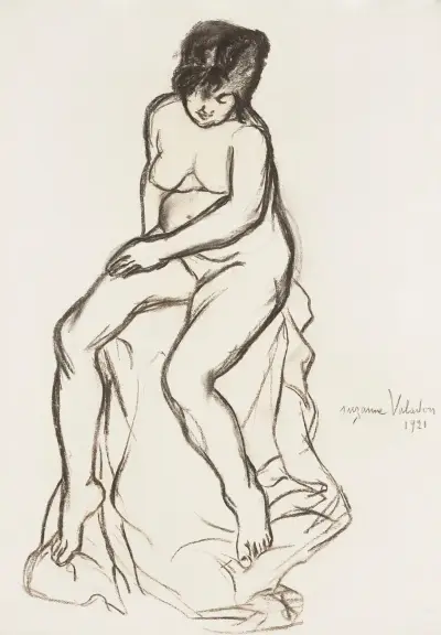 Sitzender Akt am Vorhang von Suzanne Valadon