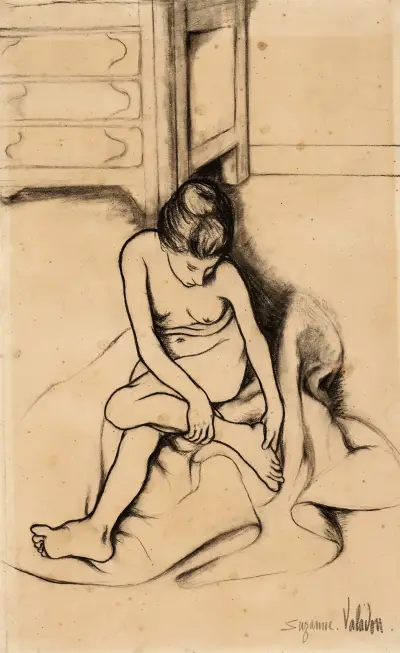 Nu assis se tenant le pied av Suzanne Valadon