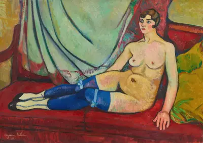 Akt mit blauen Strümpfen von Suzanne Valadon