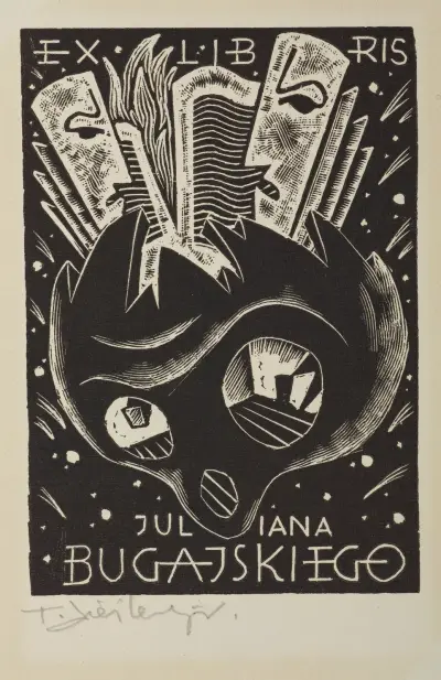 Exlibris för Julian Bugajski av Tadeusz Cieślewski