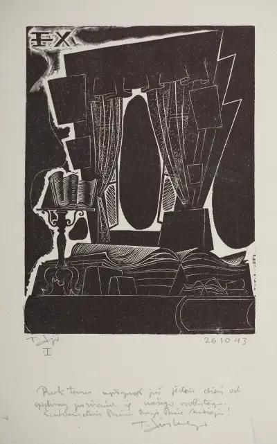 Bookplate of Tadeusz Leszner, 1895-1967 av Tadeusz Cieślewski