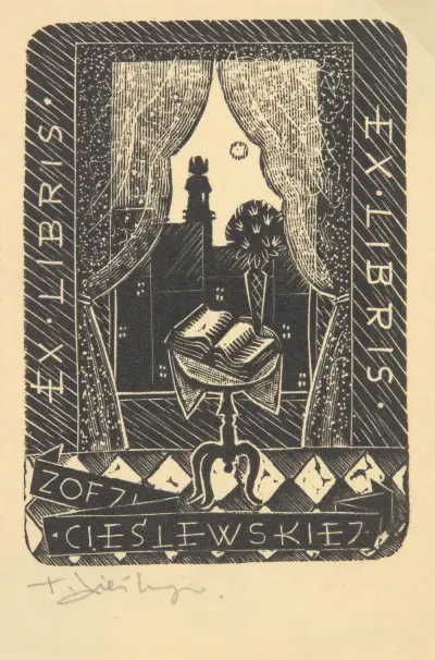 Bookplate of Zofia Cieślowska av Tadeusz Cieślewski