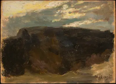 Landscape with the sun shining through av Tadeusz Makowski