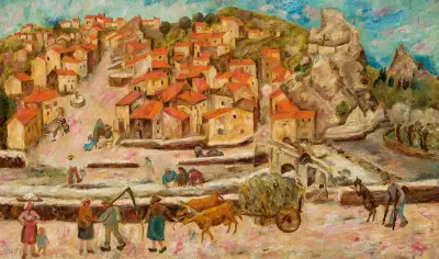 View from the bridge in Espaly av Tadeusz Makowski