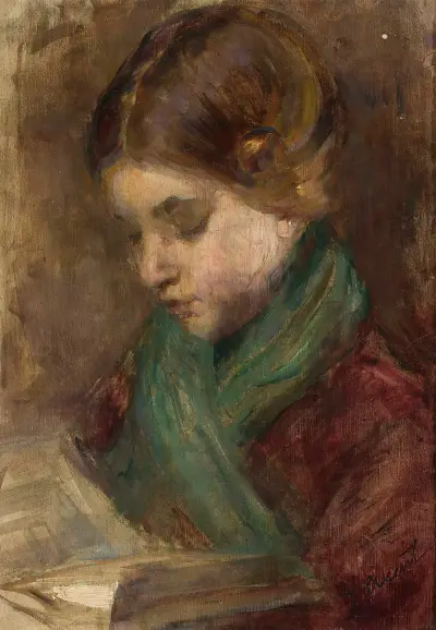 Portrait of a girl av Teodor Axentowicz