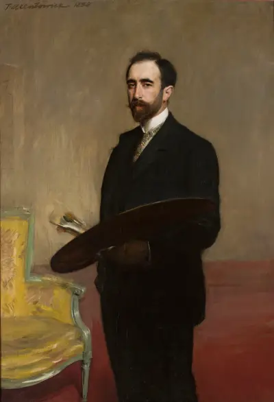 Self-portrait with palette av Teodor Axentowicz