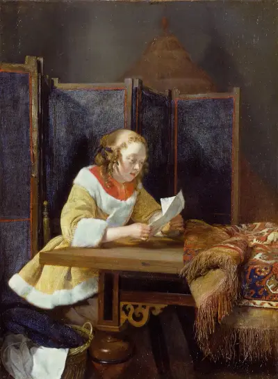 En dam läsande ett brev av Gerard ter Borch