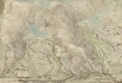 Utsikt över Solfatara vid Pozzuoli, utanför Neapel av Gerard ter Borch