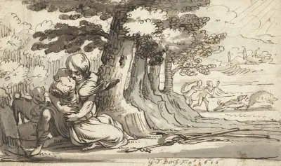 Venus en Adonis in een omhelzing verwikkeld av Gerard ter Borch
