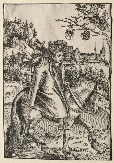 A Boy on Horseback av Lucas Cranach the Elder